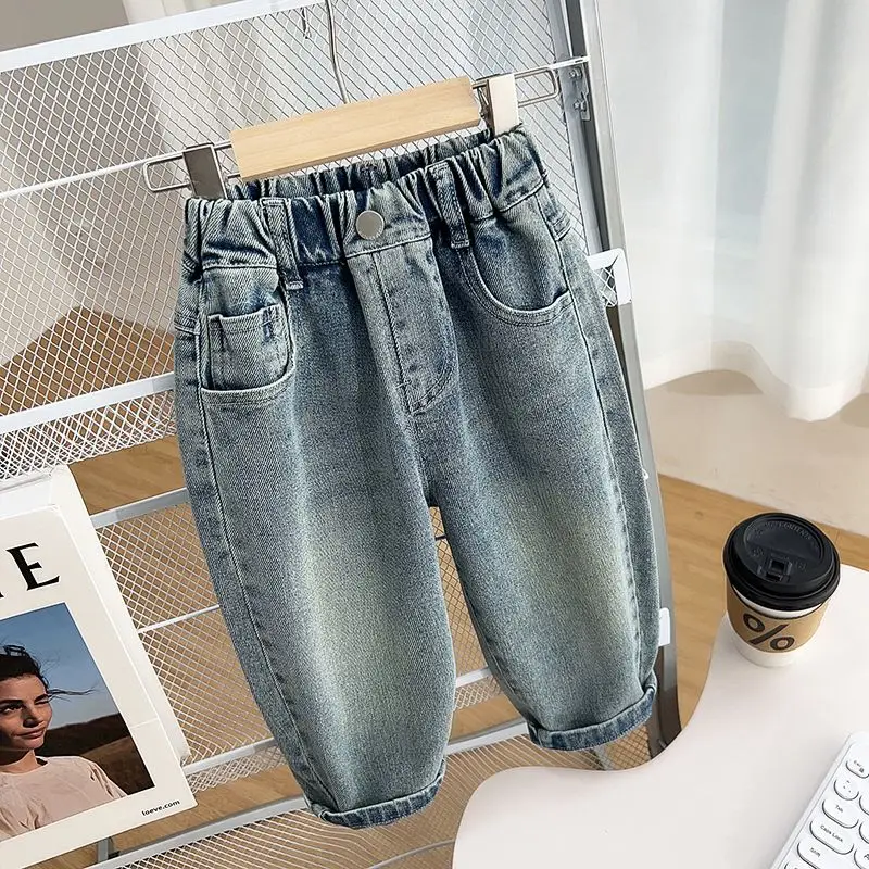 Boys Letter G Jeans Spring Autumn Children\'s Wear 2026 New Baby Boys Korean Pants Handsome Children\'s Spring Versatile Pants