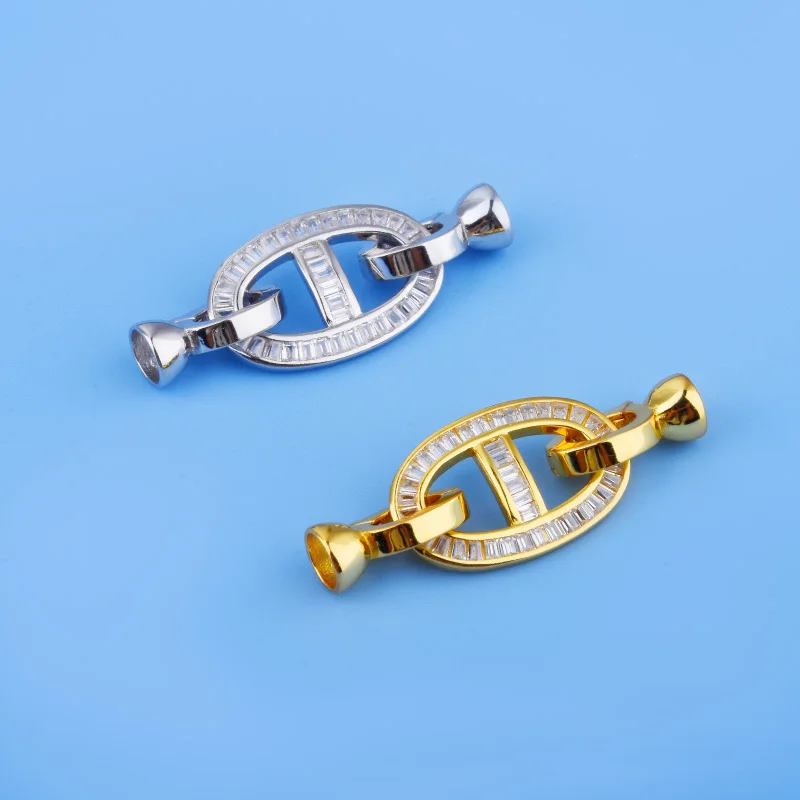 DIY button accessories S925 sterling silver slightly inlaid exquisite pearl connection buckles for making bracelets and necklace