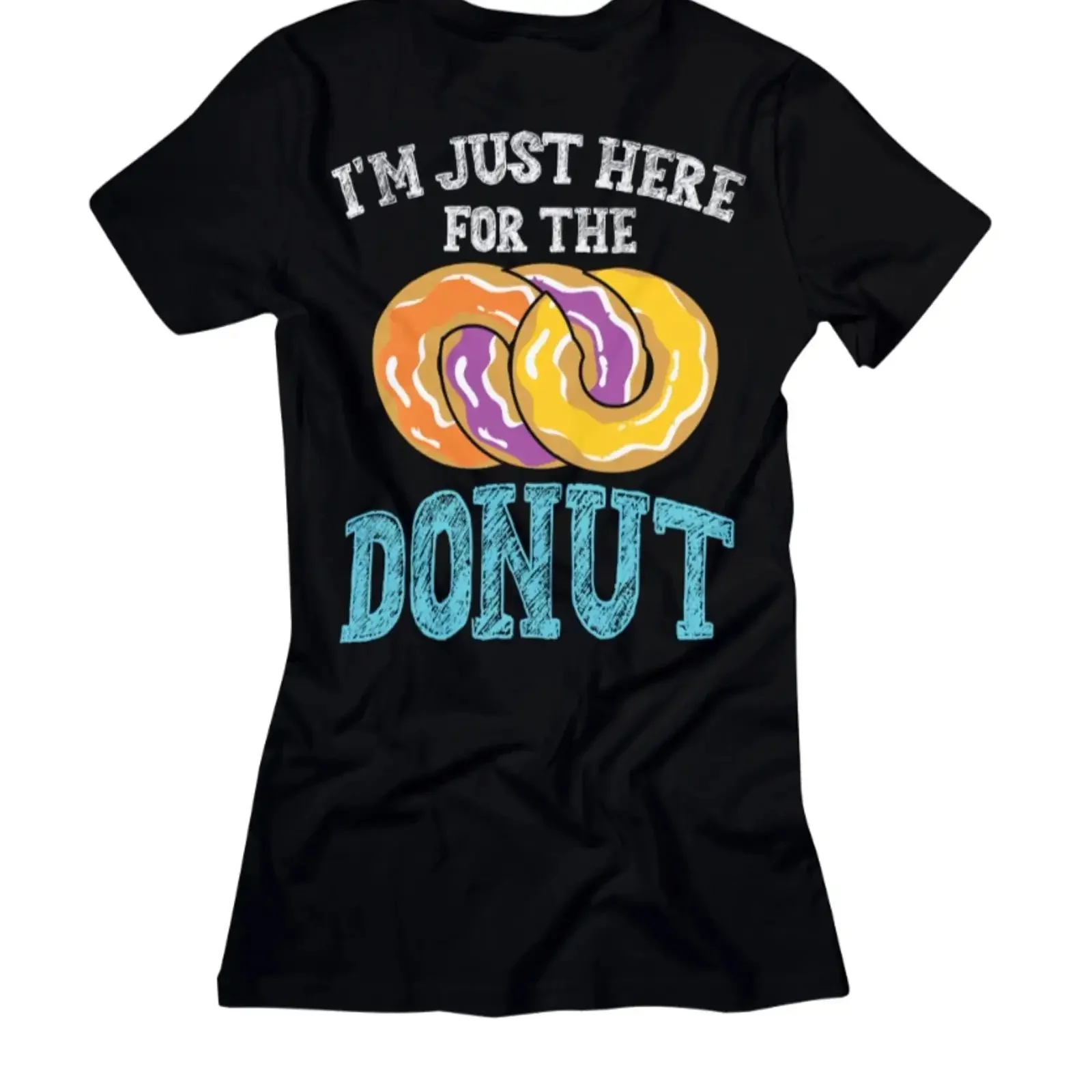 Damen T Shirt I am Just Here for Donut Print Essen Food Design Baumwolle vintage Washed Unisex designer clothes Soft Stretched