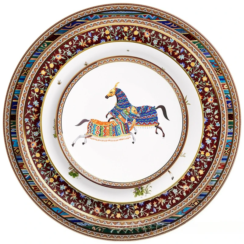 European bone china Bowl and Dish Set home decor plate hotel restaurant ceramic tableware salad steak plate housewarming gift