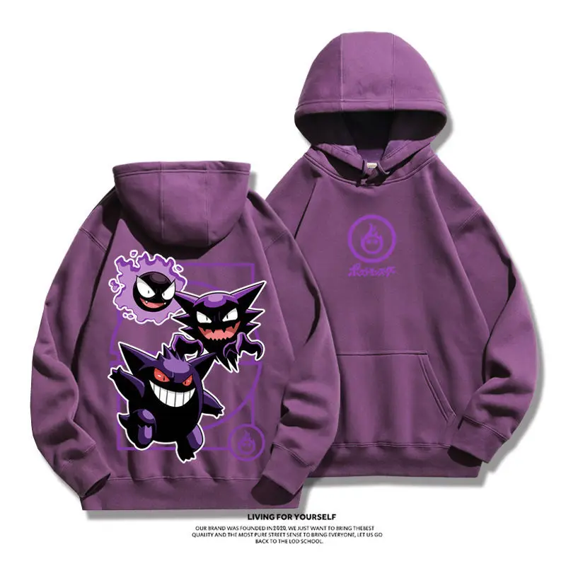 Pokemon gitmek Mewtwo Gengar Pikachu çift Hoodies kazak eşofman spor kazak kış Retro Harajuku rahat gevşek Jumper