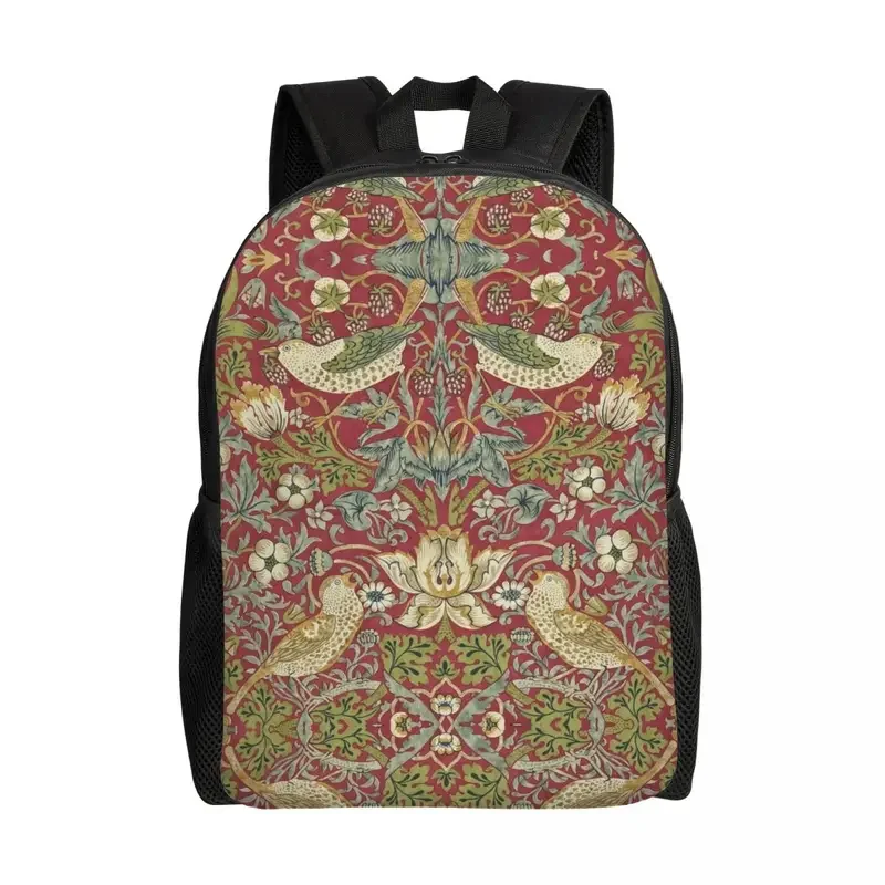 

William Morris Strawberry Thief Red Backpack for Girls Boys Floral Textile Pattern College Bags Bookbag Fits 15 Inch Laptop