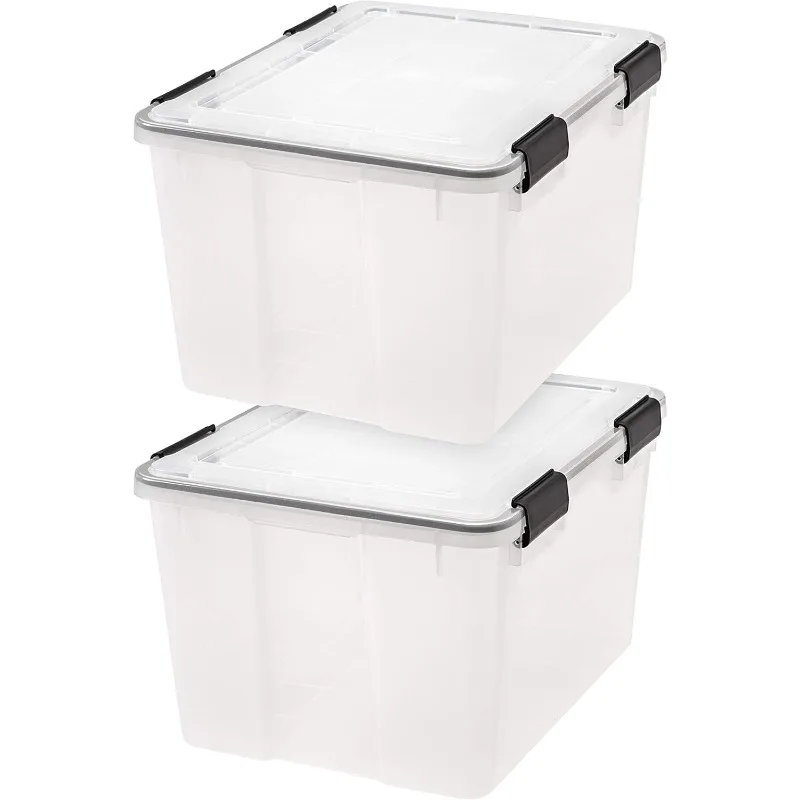 

USA 19Qt Storage Box with Gasket Seal Lid, 6 Pack - BPA-Free, Made in USA - Heavy Duty Moving Containers, Weather Proof Tote Bin