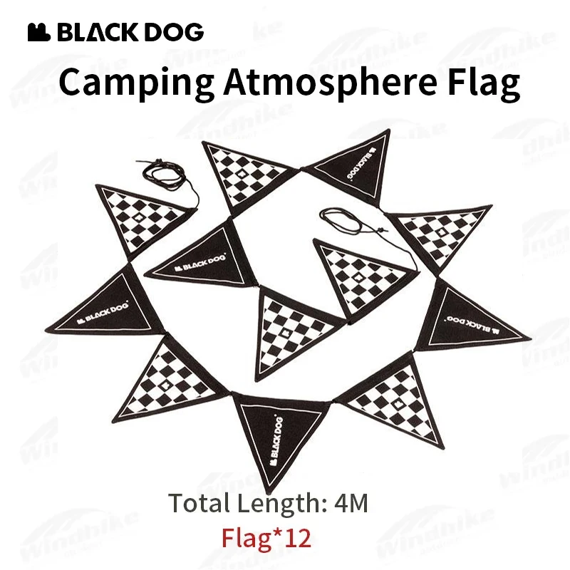 Naturehike BLACKDOG Grid Banner Flag Bunting Camping Hanging Pennant Street Garland Outdoor Glamping Decor Black and White Plaid