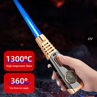 Metal Clock Windproof Turbine Torch High-Flame Gas Direct Welding Gun Lighter Outdoor Portable BBQ Ignition Guns Kitchen Tool