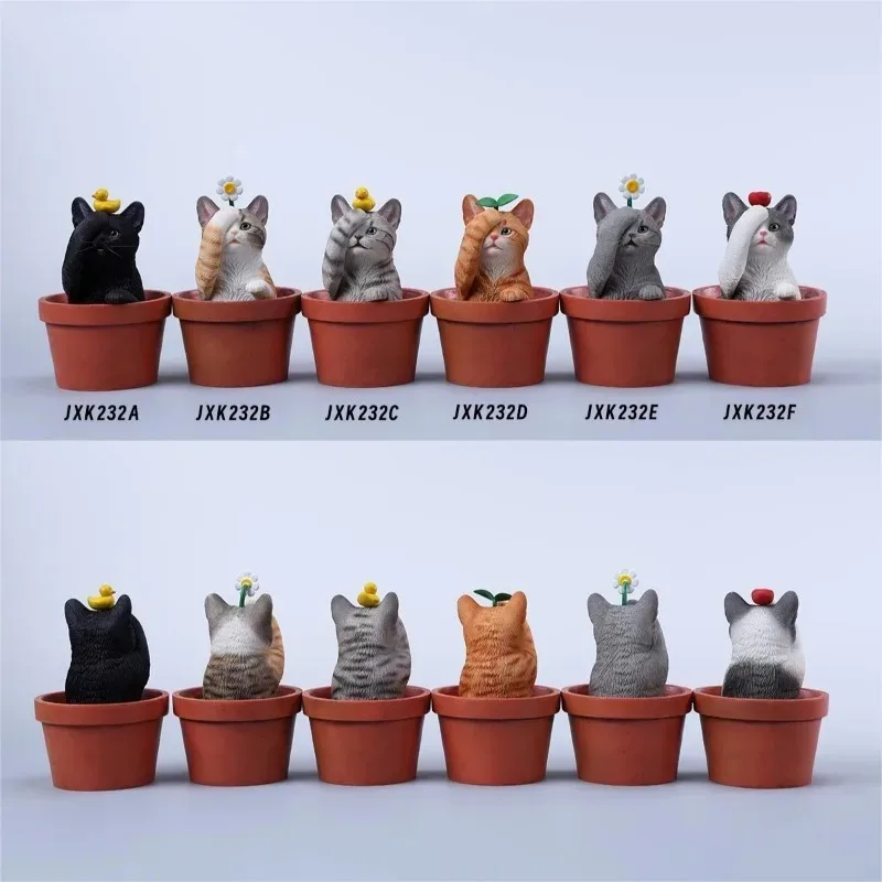 1/6 Schaal Simulatie Hars Leuke Bloempot Kat Meerdere Kleuren Diermodel voor 12 inch Speelgoedfiguren Scène Accessoire Cadeau Verzamelen