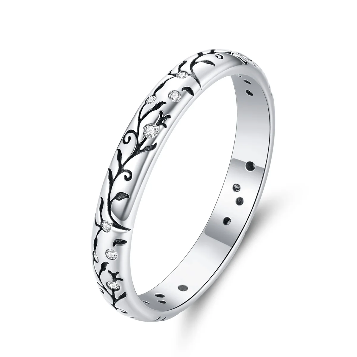 Wostu Original Blume Vintage Ring Sterling Silber Fingerringe für Frauen Party Datum Geburtstag feiner Schmuck Geschenk zertifiziert