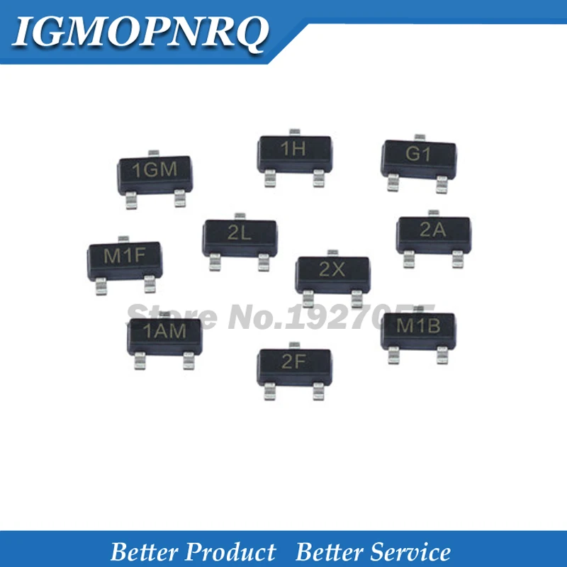 100PCS MMBT3906 MMBT3904 MMBT4401 MMBT5401 MMBT5551 MMBTA42 MMBTA92 SOT-23 Transistor new Original
