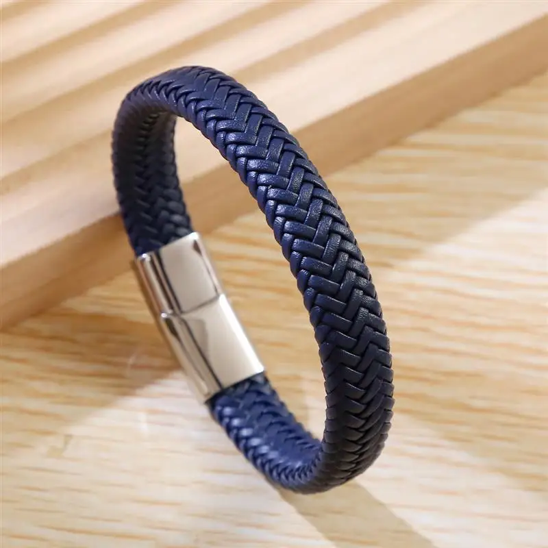 Classic Hand-Woven Leather Bracelet 19/21/23cm Single Layer Leather Men Bracelets Punk Bangle for Friend Charm Jewelry Gifts