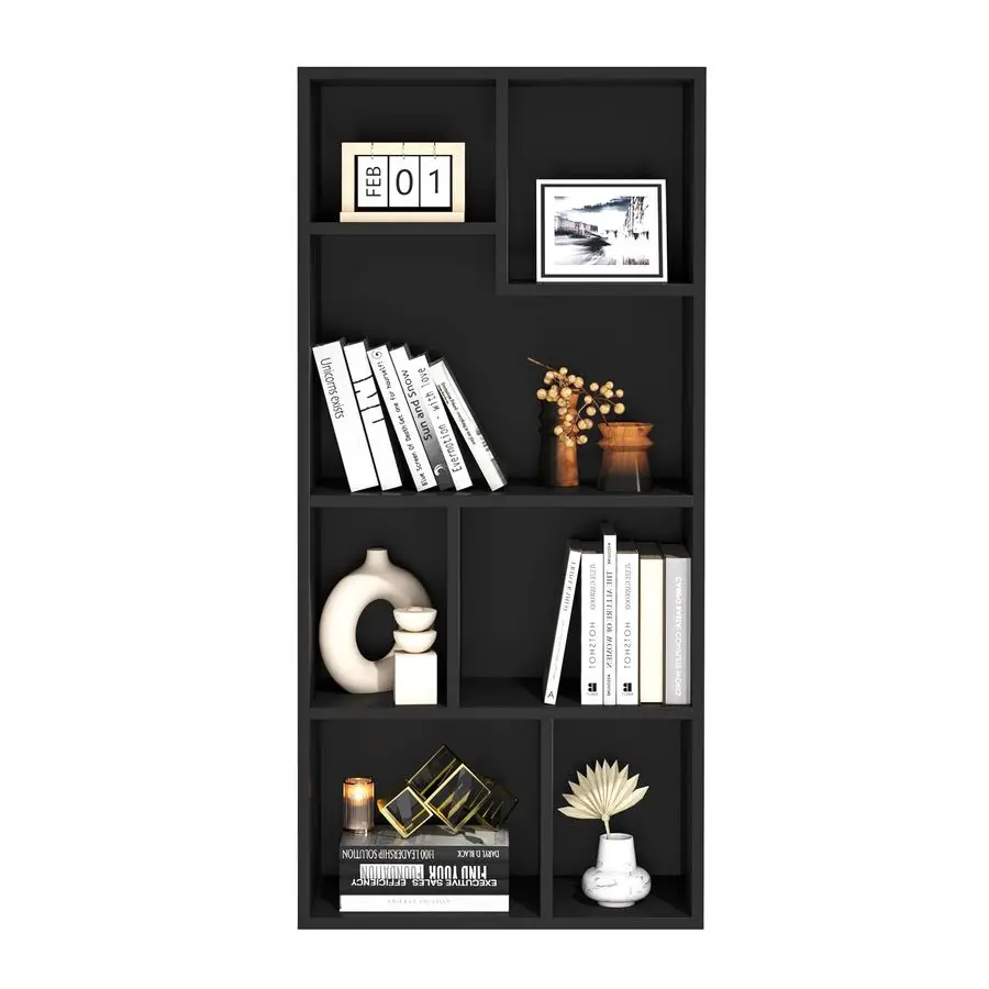 

42 Modern Bookshelf,7 Cube Organizer Bookcase,Fits Tallest Hardcovers, Horizontal Available,Floor Standing Display,Easy Assembly