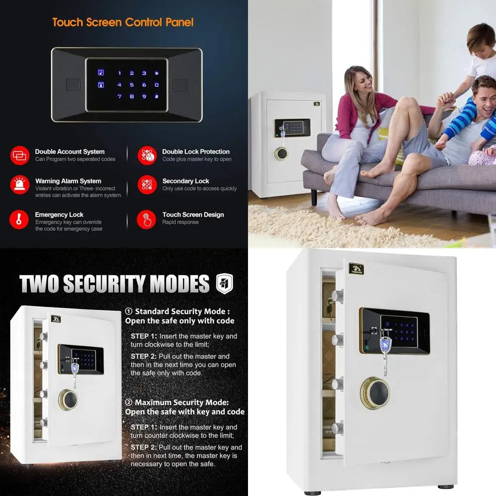 

Надежный цифровой сенсорный замок с защитой от кражи, регулируемыми полками, подходит для дома или офиса, белый цвет