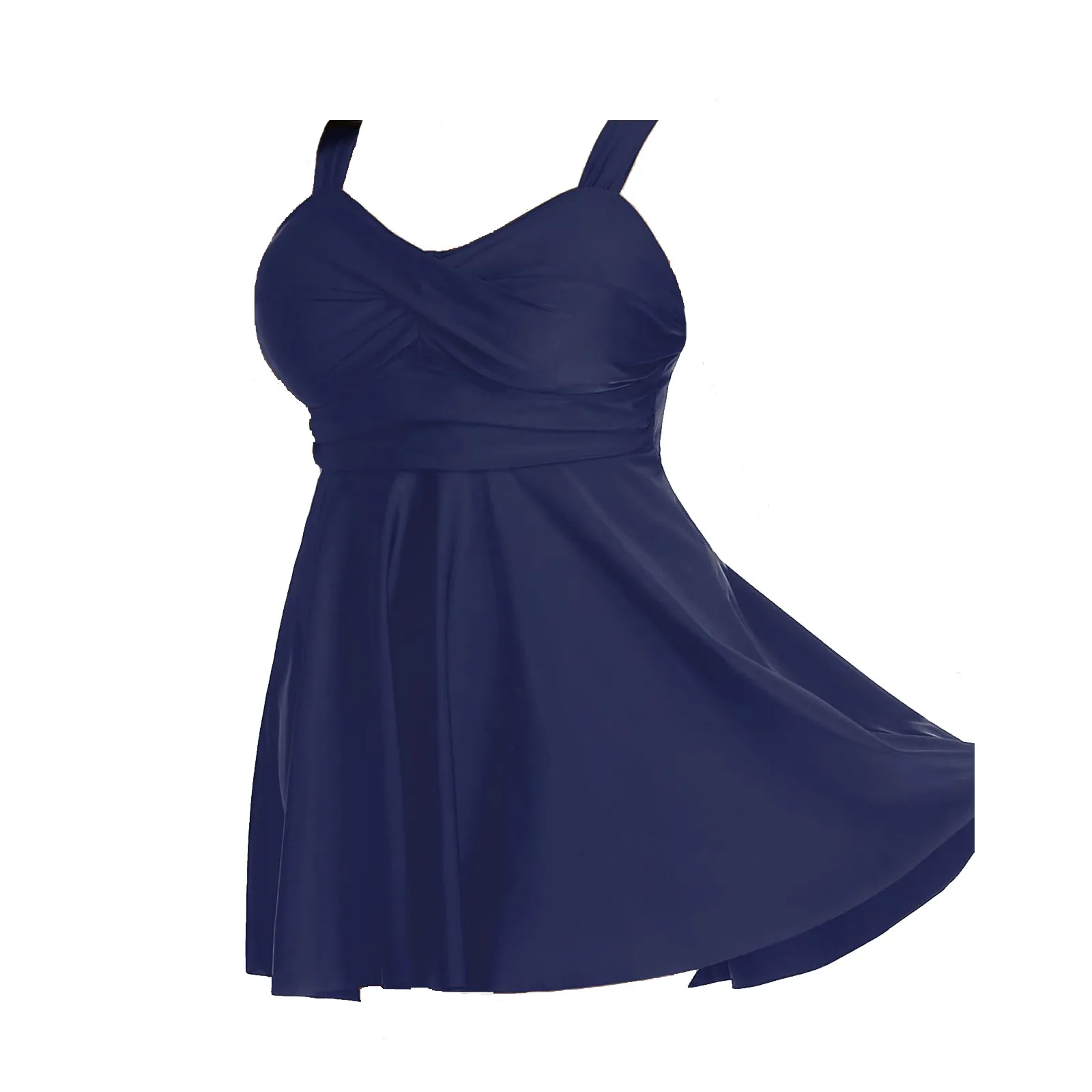 Costume da bagno intero da spiaggia Tankini conservatore a vita alta stampato taglie forti da donna con scollo a V Costume da bagno push up nero con controllo della pancia