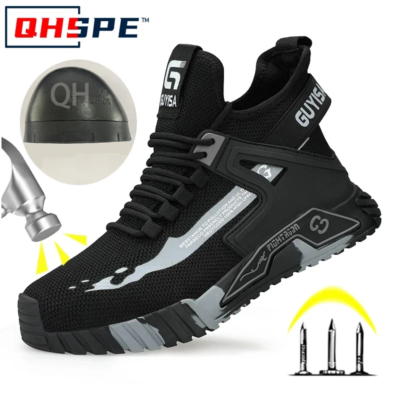 High Men's Steel Toe Safety Shoes Anti-Puncture Work Boots Indestructible Women's Safety Footwear Comfortable Work Safety Sh