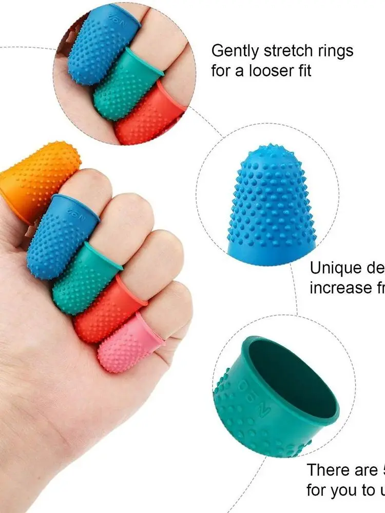 6-個のシリコーンゴム指先カバーパッドキル-diy-編み物材料用ソフトで快適な指カバーアクセサリー