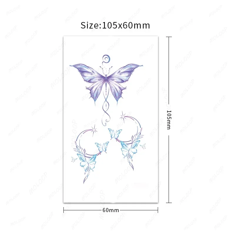 Tattoo Sticker Color Butterfly Moon Flower Bird Element Temporary Fake Tatoo Waterproof Body Makeup Art for Women Men Tatto Art