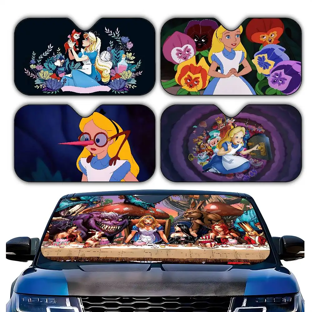Niedlicher A-Alice In W-Wonderlands stilvoller und trendiger Windschutzscheiben-Sonnenschutz, Auto-Windschutzscheibenabdeckung, Auto-Sonnenschutzvorhang, Sonnenschutz