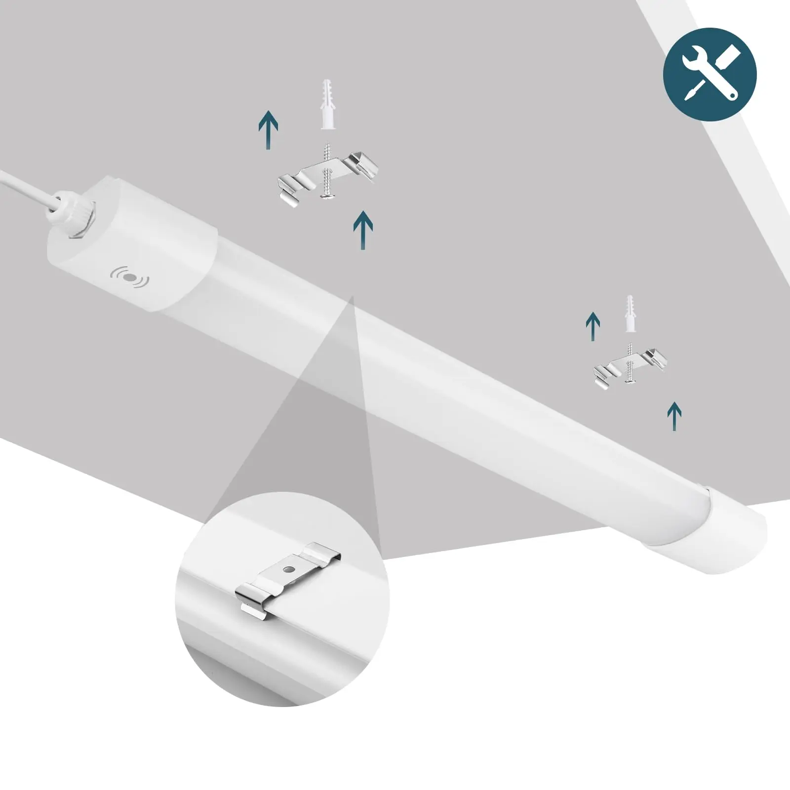 LED-Deckenleuchte mit Bewegungssensor 90 cm, 30 W, 4000 K, IP65 wasserdicht, LED-Röhre für Keller und Werkstatt – Detail 2