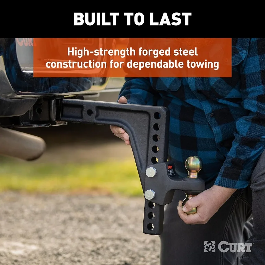45939 Soporte de bola de enganche de remolque ajustable HD DeepDrop con bola doble para aplicaciones de remolque de alta resistencia 21 2 vástago de capacidad hasta t