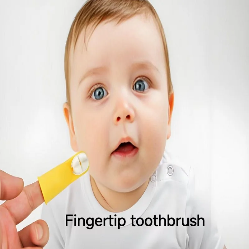 Baby Fingertip Toothbrush Three Sides Silicone Fingertip Brush Baby 0-3 Years Old Soft Bristle Tongue Scraper Cleaning Tool