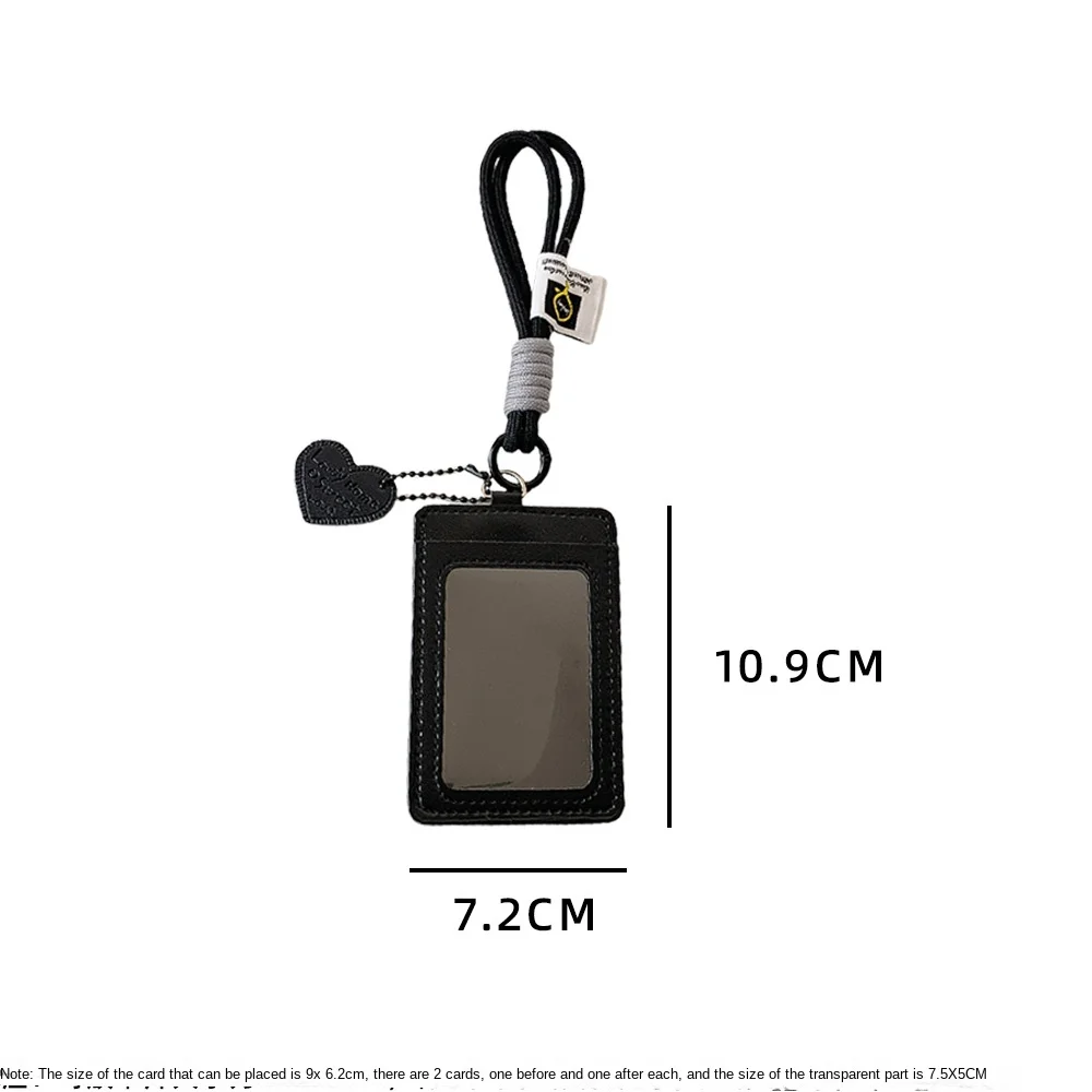 Porta carte creativo in pelle PU Doppia slot per carte con cordino Porta carte d'identità Foto Custodia protettiva