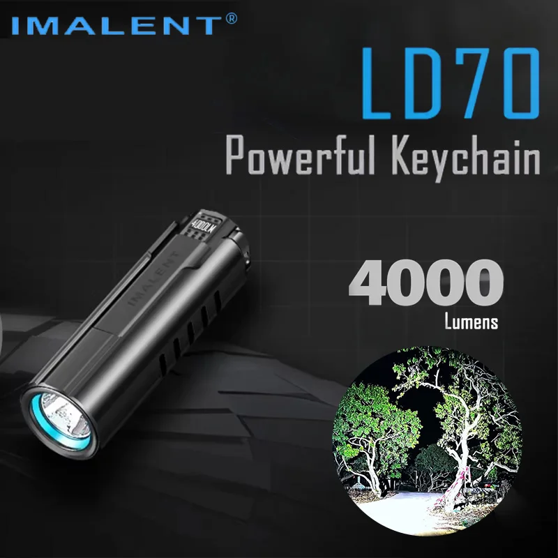 Imalent LD70 Portable Flashlight with Strong Light and High Brightness of 4000 Lumens Suitable for Outdoor Activities