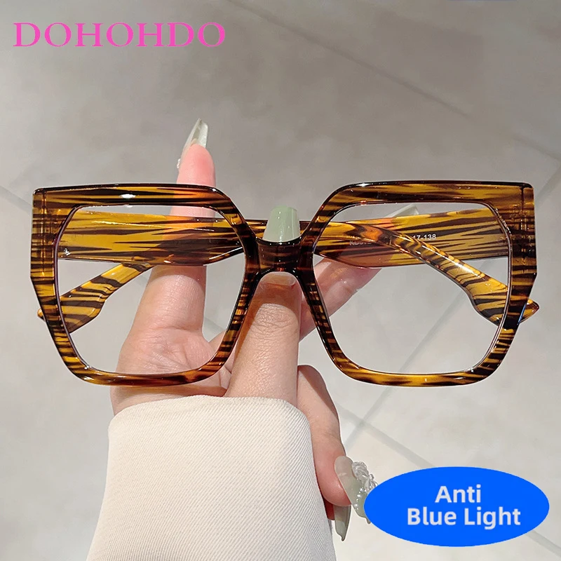 

Retro Brand Designer Big Square Eyeglasses Men Women Luxury Computer Reading Anti-Blue Light Glasses Fashion Classic Eyeglasses