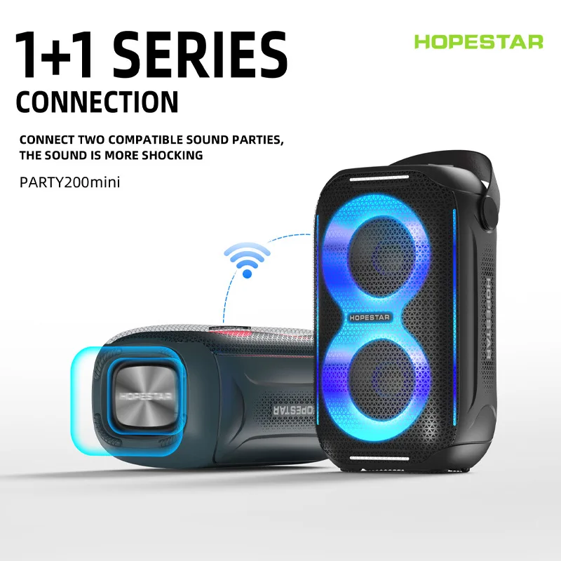 Imagem -04 - Hopestar-mini Alto-falantes Bluetooth sem Fio Party200-waterproof Subwoofer Pesado Portátil Casa Computador Áudio Jogo Esportes ao ar Livre