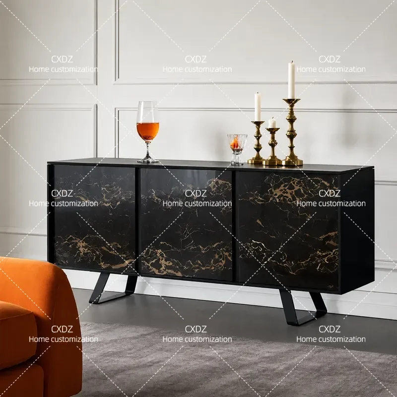Modern Solid Wood TV Cabinet Light Luxury Living Room Storage Unit Multi Functional Media Console for Villa Bedroom Home