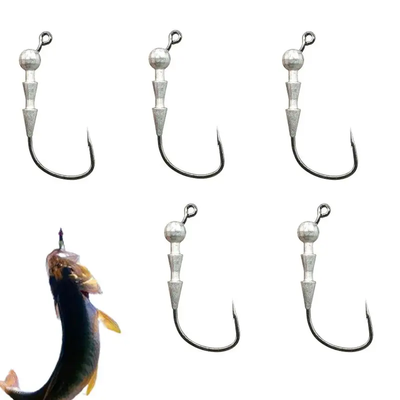 Weighted Snagging Hooks 5PCS Lead Saltwater Hook Sturdy Bass Trout Fishing Hook Weighted Swimbait Hooks Snagging Weighted Treble