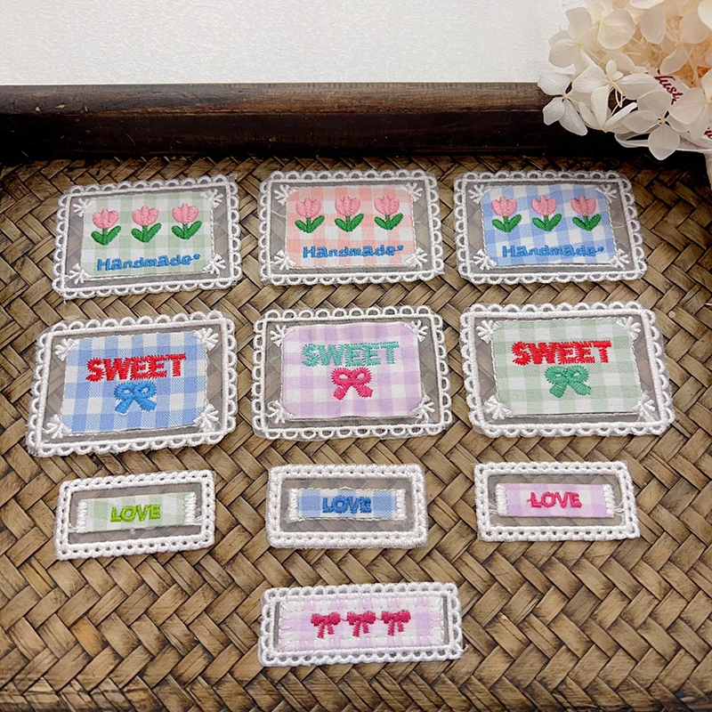 10/30pc Love Lace Yarn Embroidery Flower Stickers Phone Cases Gauze Skirts Pants Headwear Fabrics Clothing Accessories