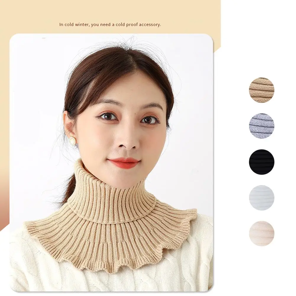 Winter Windproof Knitted Fake Collar Scarf Fashion Women Turtleneck Warm Knitted False Fake Collar Detachable Scarf Neck Warmer