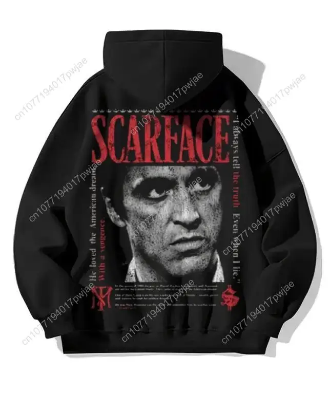

Scarface Vintage Style Hoodie, Retro Movie Graphic Pullover, Tony Montana Classic Film Design, 80s Gangster Streetwear, Unisex M