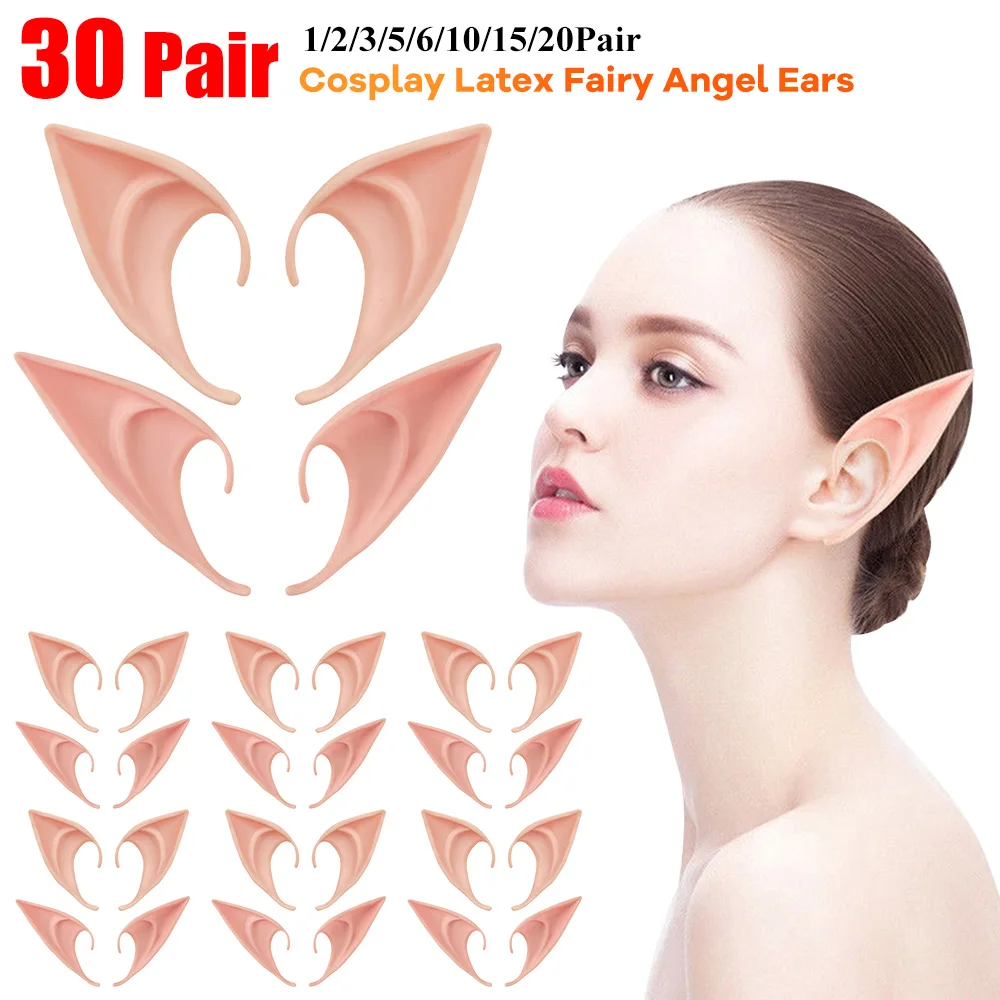 

​Halloween Decoration 30-1 Pair Elf Ears Cosplay Latex Fairy Angel Ears Costume Accessories Decor Photo Props Adult Kids Toys