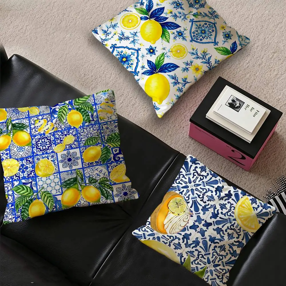 Morocco Lemon Fruit Pattern Art Personalized picture text home decorative pillows Household Gifts 45x45cm