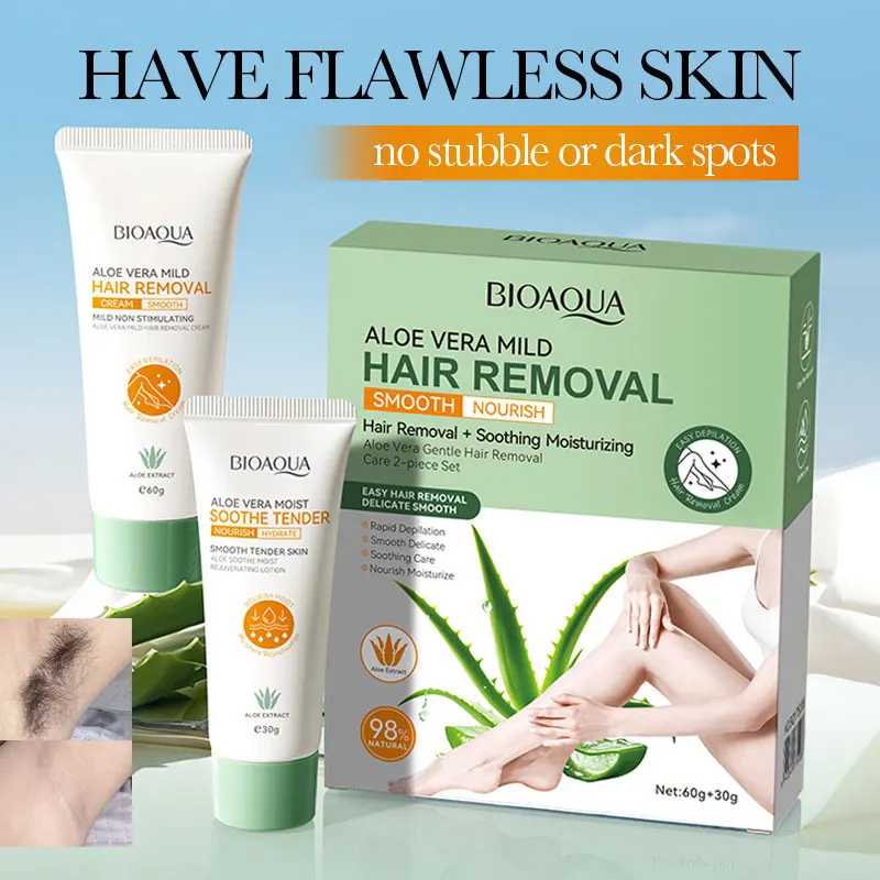 2-piece Set Hair Removal Cream Permanent Intimate Areas Health Painless Hair Remover Growth Inhibitor for Woman Men Body Care