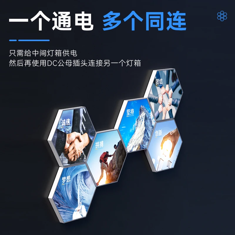 

Светящаяся шестиугольная фоторамка Компания Корпоративная культура Фон Настенный настенный светильник Бесплатная штамповка