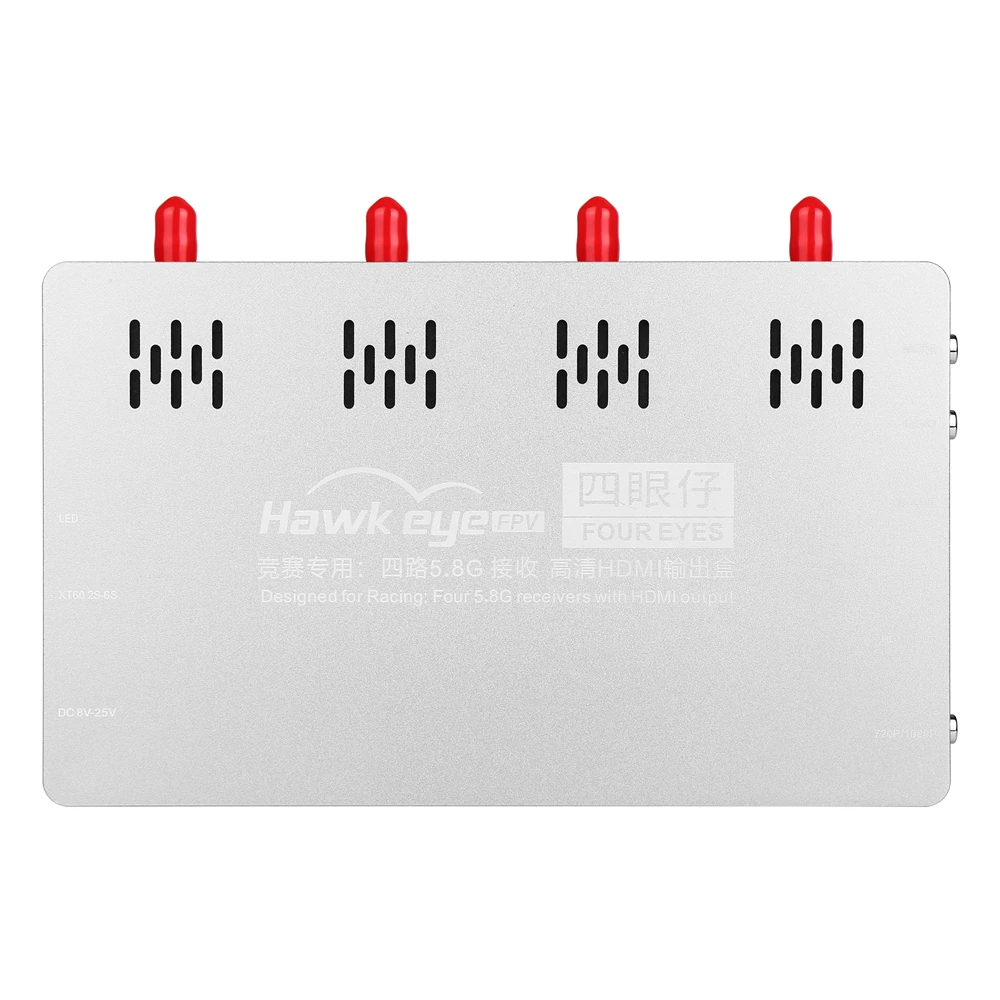 

Hawkeye Four eyes 4-Channel 5.8G Receiving 4-Segment HDMI TV Output 5.8G Display Screen / Phone for RC Racing Drone