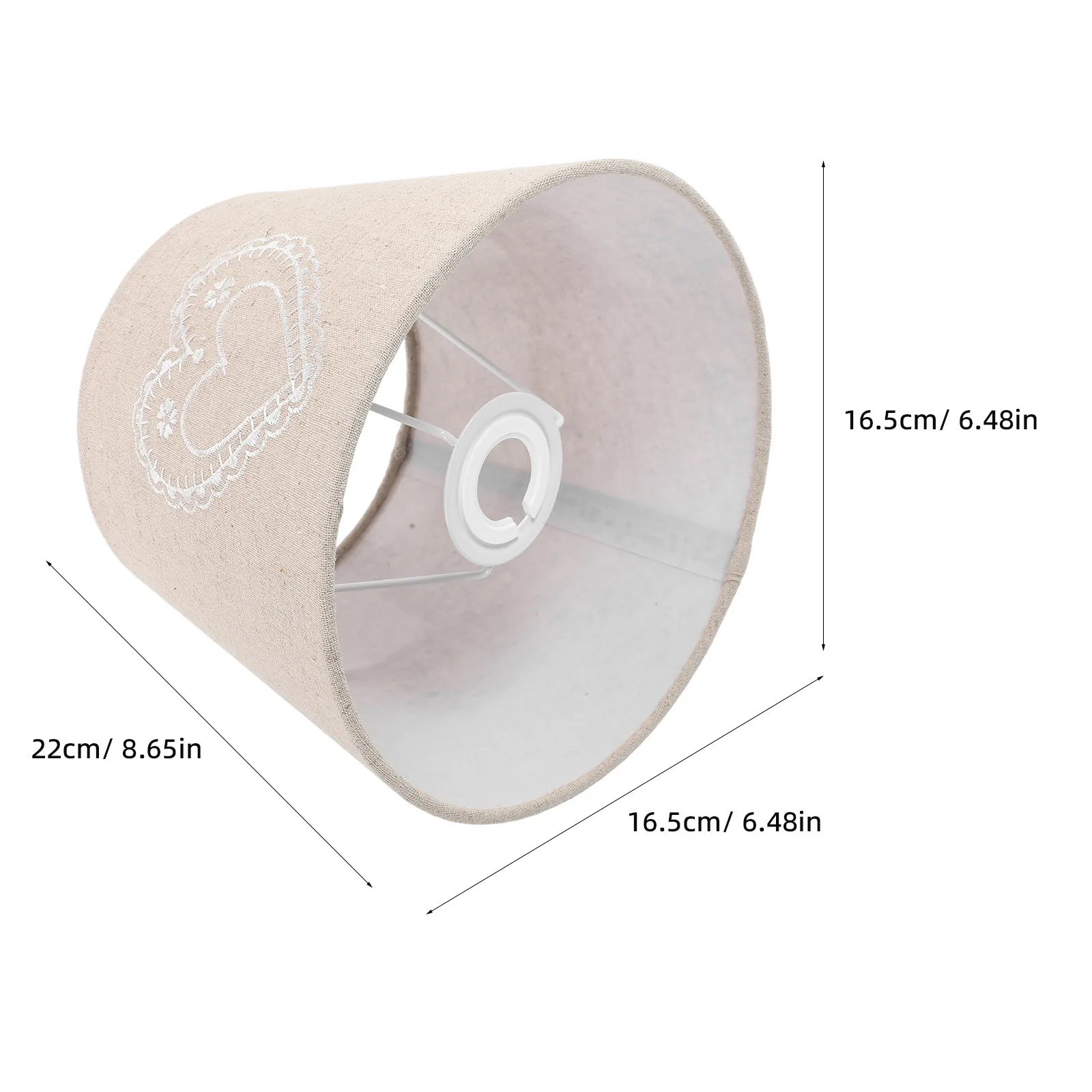 Linen Lampshade White Heart Embroidered for E27 E14 Table Lamps Fabric Drum Light Shade Bedroom Living Room Decorative Fabric