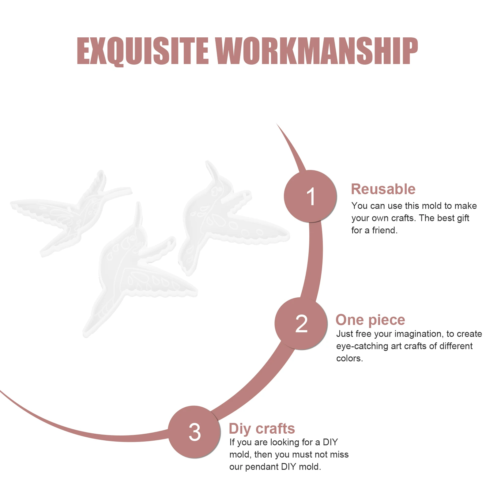 

3pcs Hummingbird Ornament Clear Silicone Mold Craft Supplies Resin Bird Decor Jewelry Accessories Part DIY Tool Reusable Non