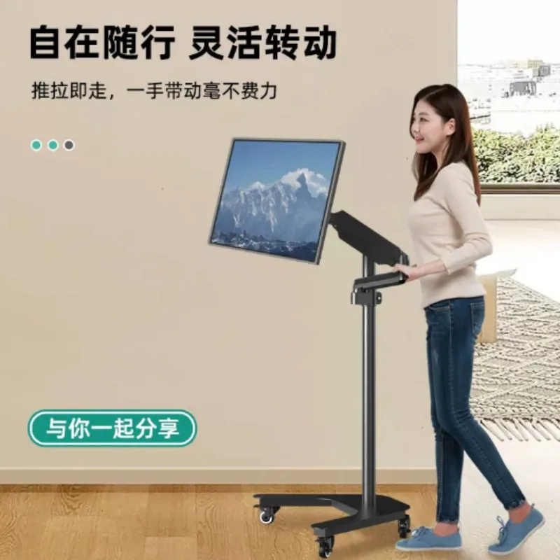 Height Adjustable Floating Monitor Mount Arm, Ergonomic Swivel Tilt Screen Bracket for Lazy Desk
