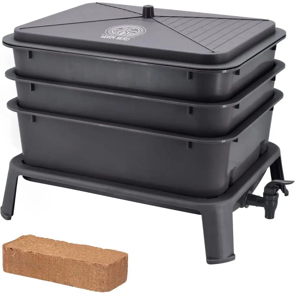 

4-Tier Worm Composting System Kit - Ideal for Vermiculture, Castings, Tea, and Food Waste Recycling
