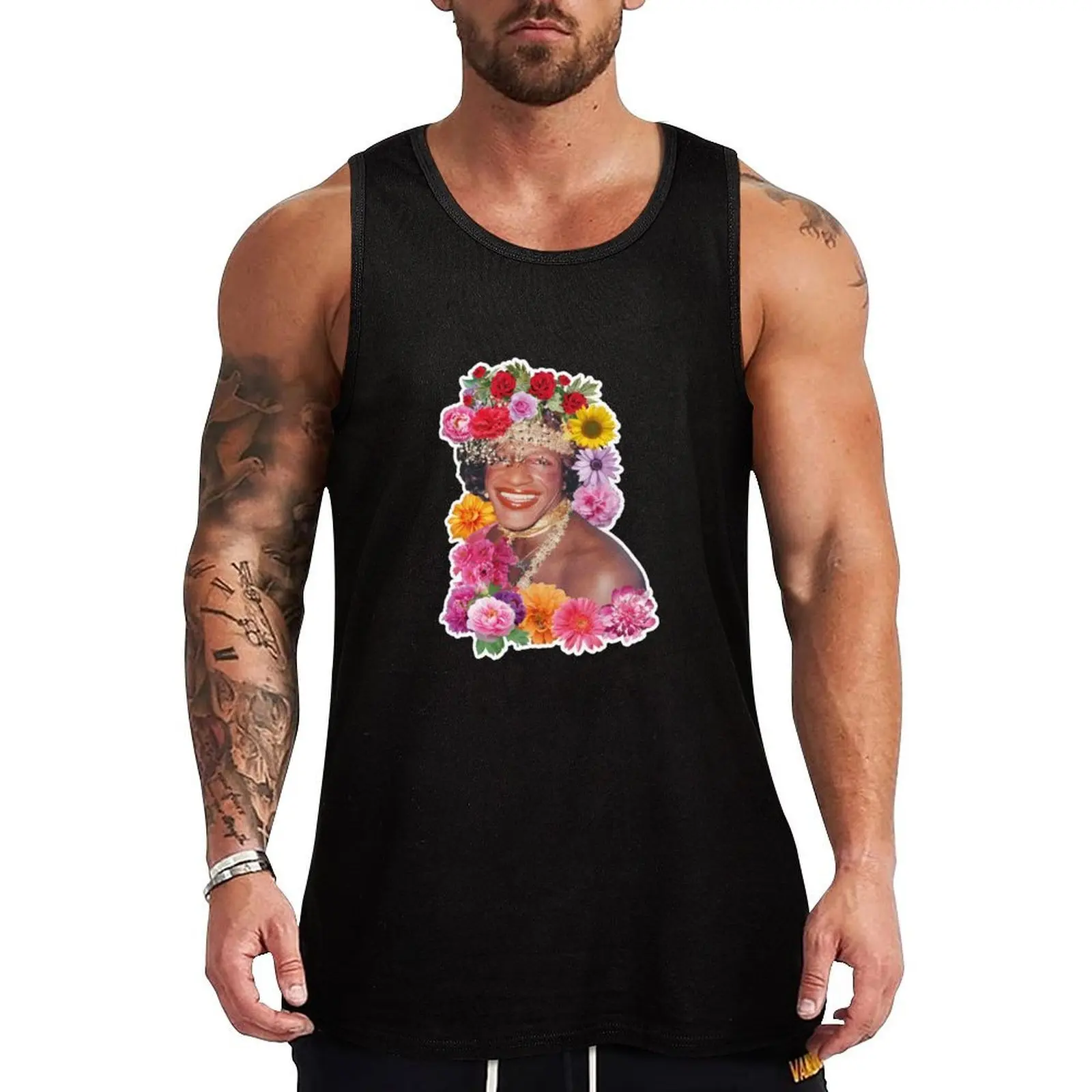 

Flowerful Marsha P. Johnson Tank Top sports t-shirts for men singlet for men anime top