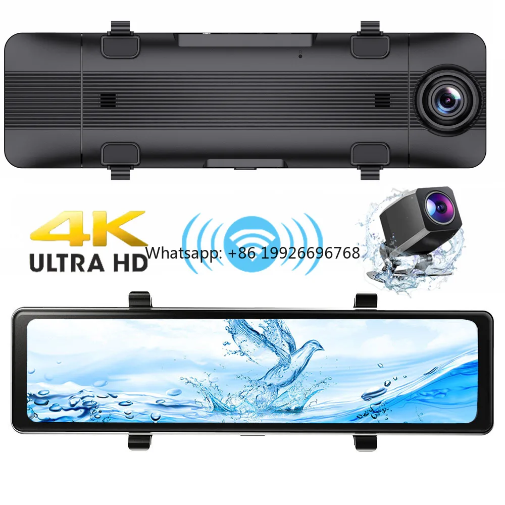 

12 Inch 4K HD Carplay Car Rearview Mirror Dash Cam With Reverse camer and Touchscreen Display factory