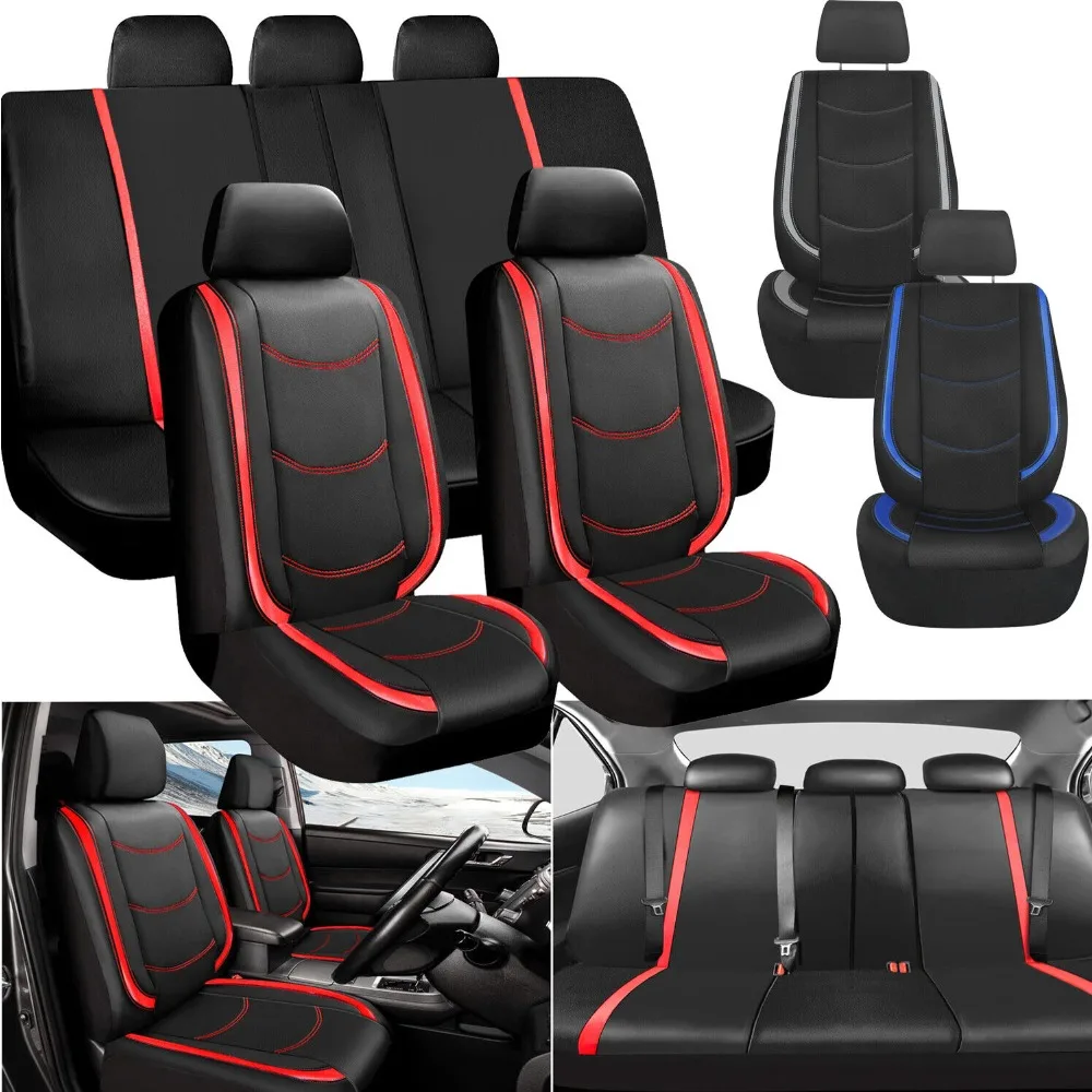 

Universal For Honda Car Seat Cover Full Set Leather 5-Seats Front Rear Protector