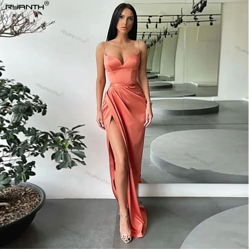 Ryanth Sunny Mint Green Long Side Slit Sleeveless Mermaid Evening Dresses Sleeveless High Side Slit Formal Graduation Gown Dress