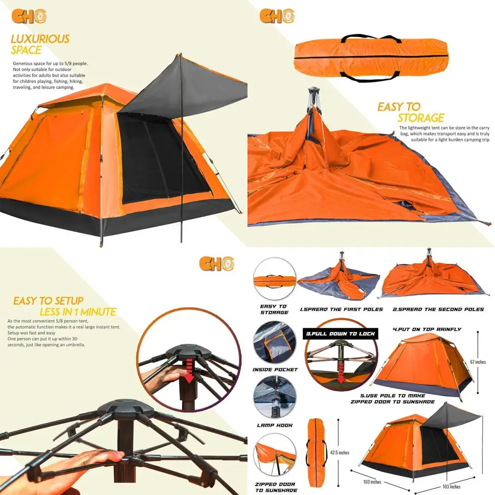 

5-Person Lightweight Portable Camping Tent with Sunshade for Family Beach and Hiking Adventures
