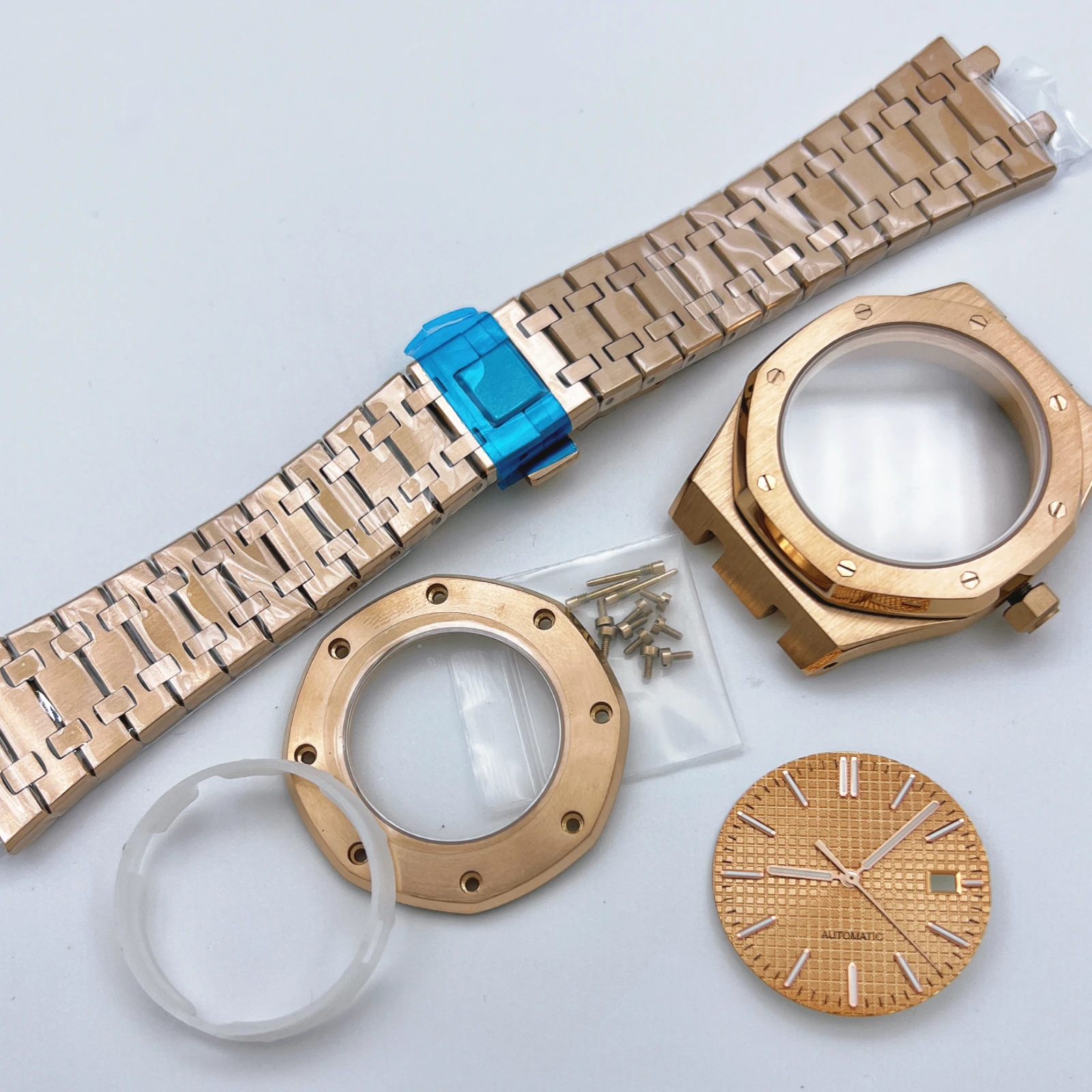 

rose NH35 set, case+strap+dial+hands, high-quality stainless steel case strap, sapphire mirror, Suitable for NH35NH36 movements