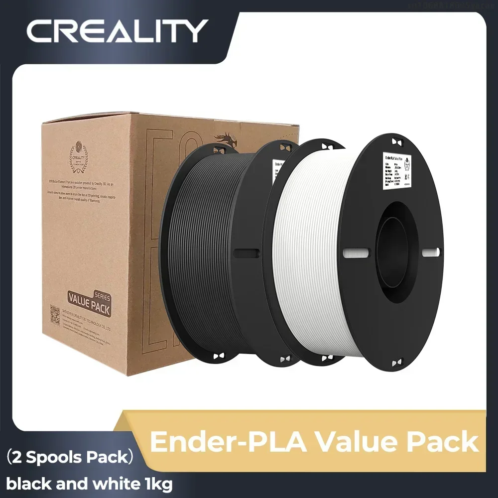 Creality PLA Filament 1.75mm PLA 3D Printer Filament 2kg Fit Most 3d Printer White and Black Ender-PLA Value Pack 2 Spools Pack