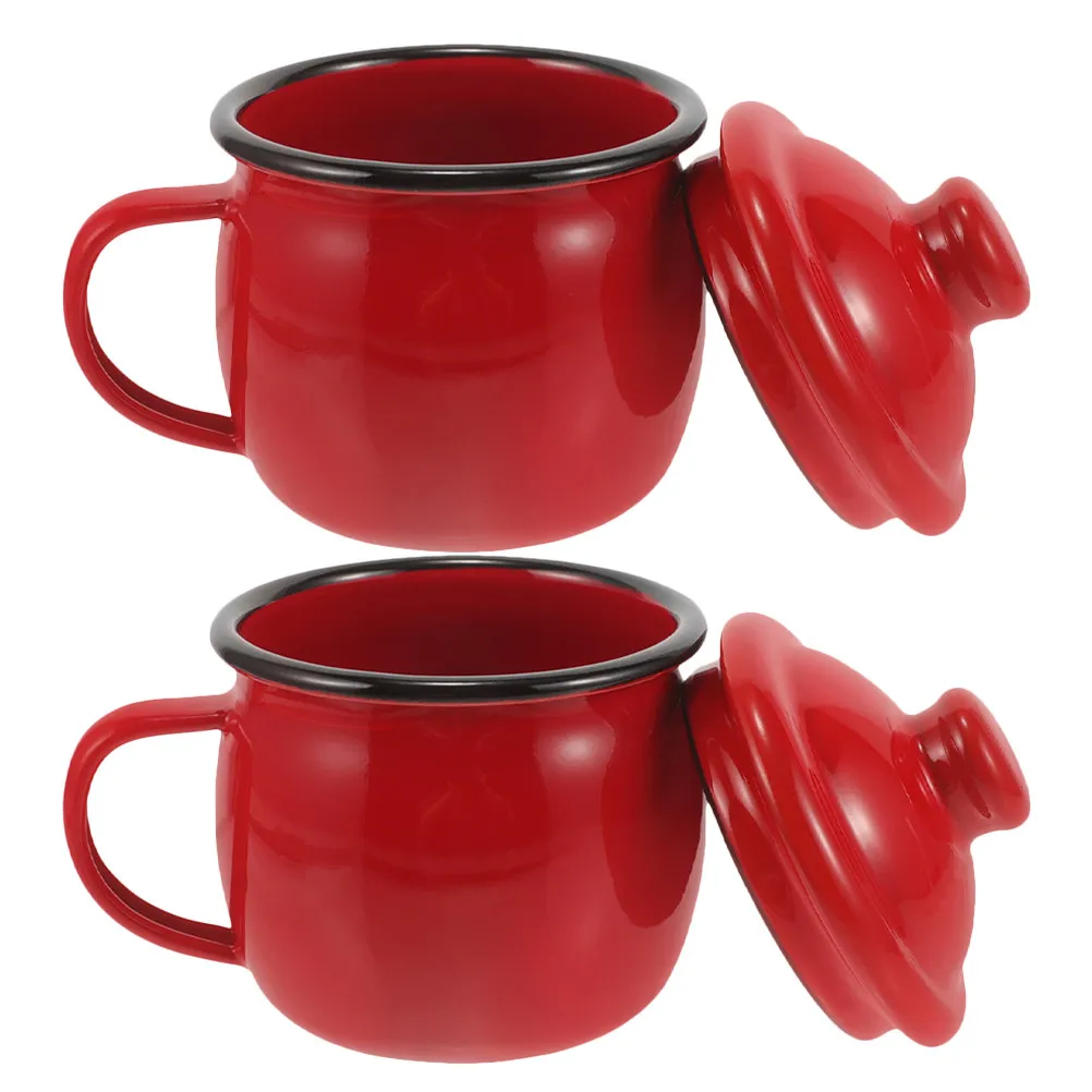 

2Pcs Enamel Mug Ceramic Pumpkin Cup Smooth Safe for Home Office Party Vintage Style Water Tea Coffee Cup Enamel Mug