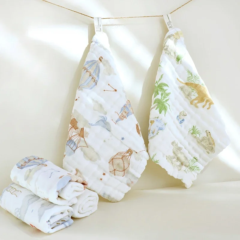 5pcs Cotton Muslin Baby Face Towels 6 Layer Gauze Square Burp Cloths Newborn Baby Hand Towel Soft Wash Handkerchief Baby Items